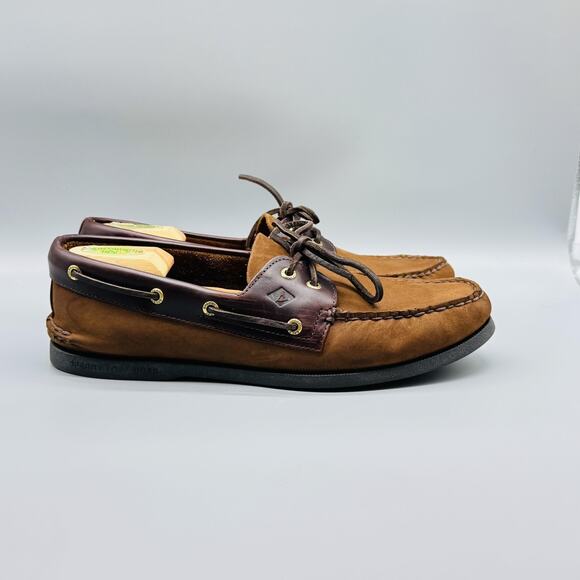 Sperry Shoes Mens 12 Brown Leather Top Sider Boat Deck Moc Toe Casual Classic - Picture 1 of 10